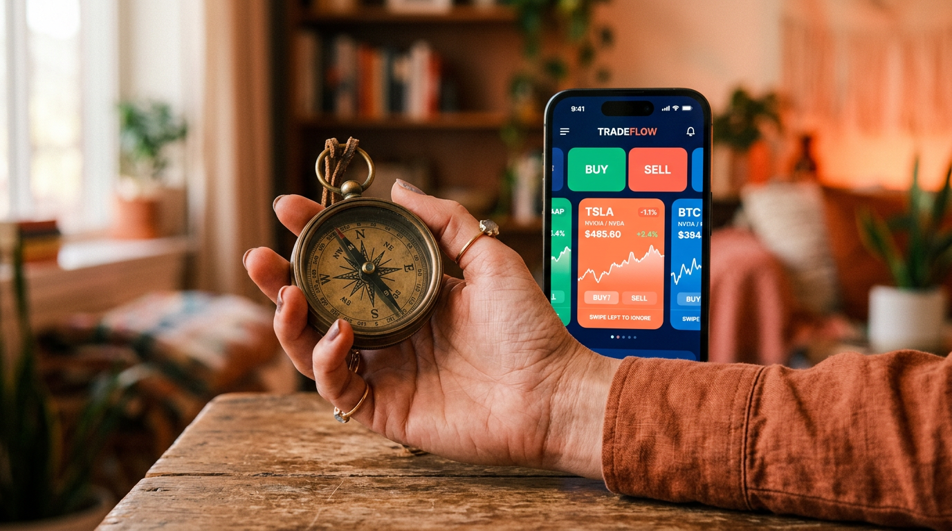 A person holding a small item, ready to list it on a trading app for their trade up challenge.