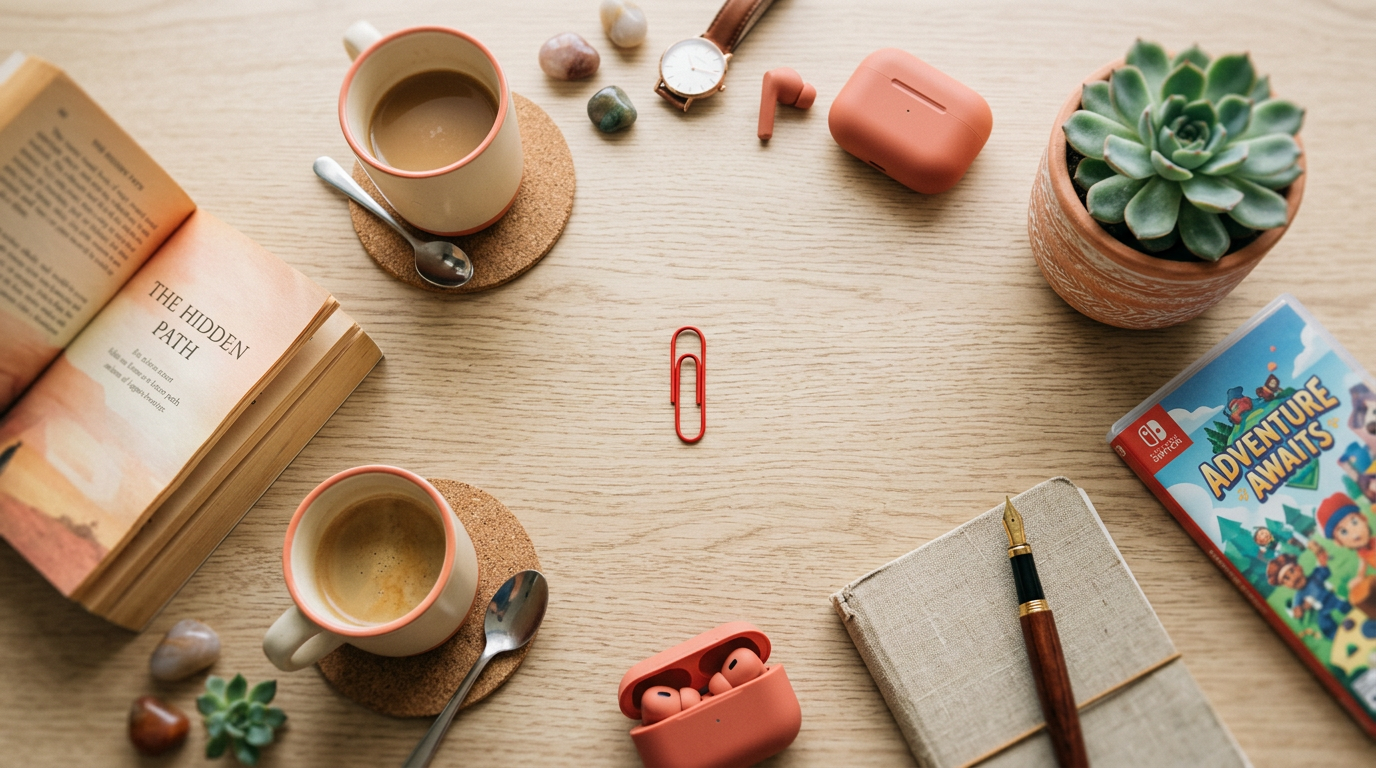 A collection of common household items that could be used as the first trade in a trade-up challenge.