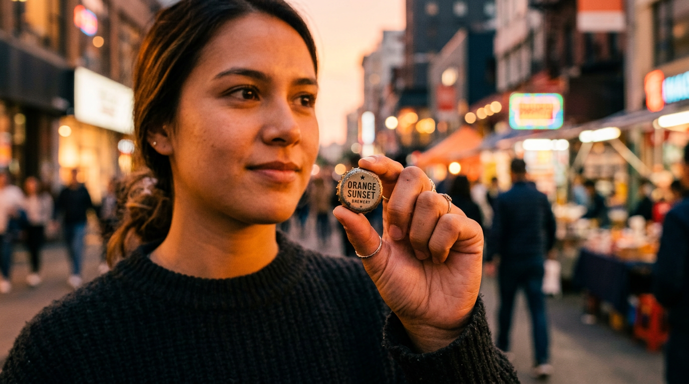 A person holding a small die, ready to start their trade up challenge.