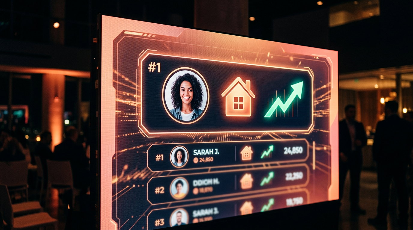 A digital leaderboard for a trade-up marketplace, showing a user who has successfully traded up to a house.