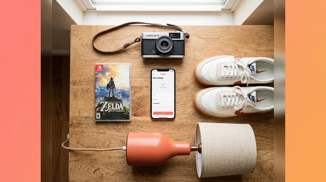 A collection of items ready to be traded on the Flipuz barter app.