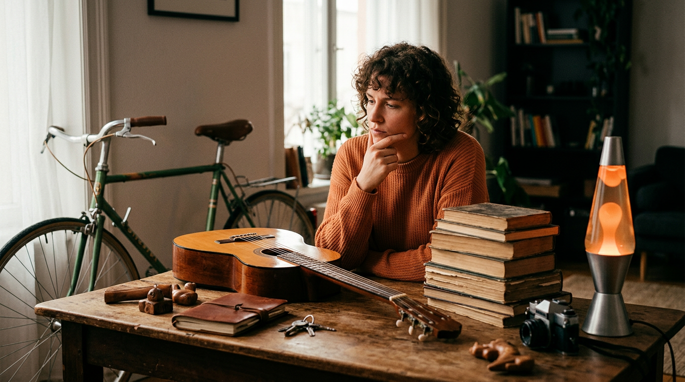 A trader strategizing their next move by looking at potential items for a trade up challenge.